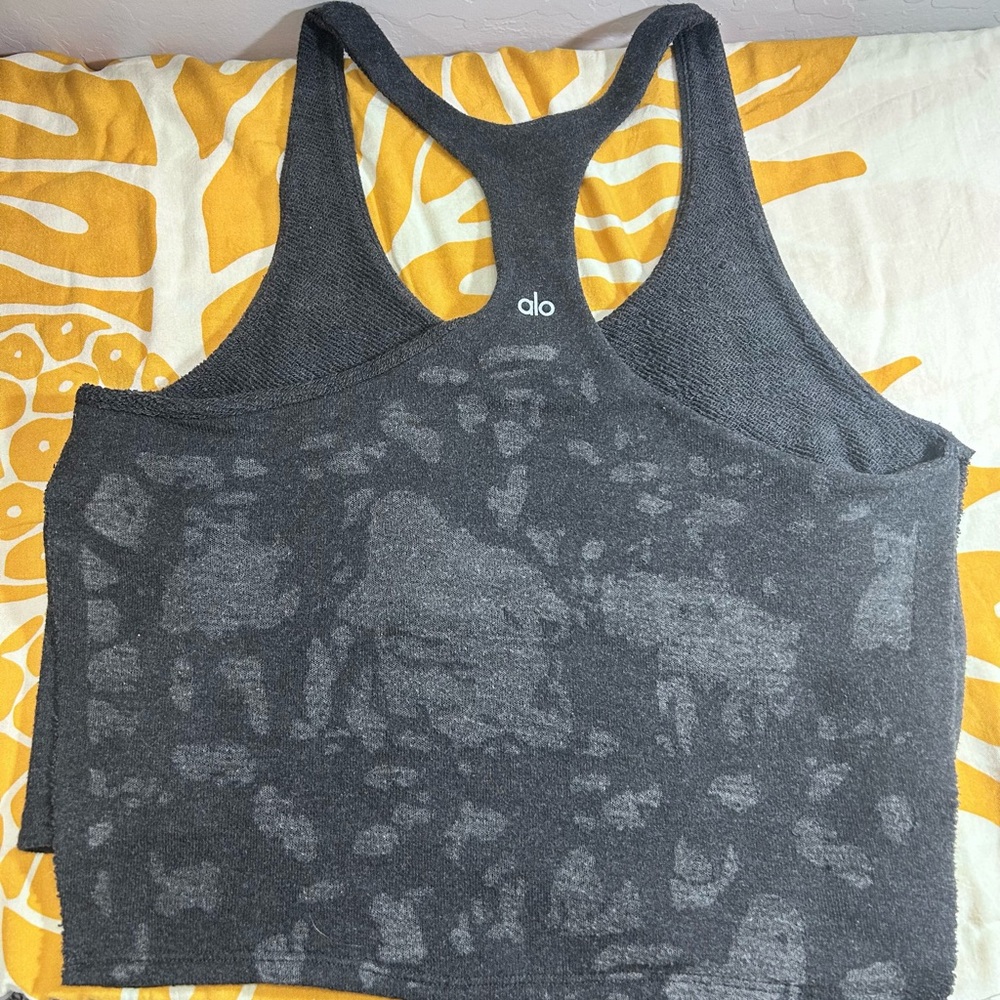 ALO Yoga distressed Charcoal Racerback Tank Top